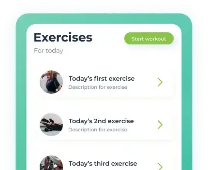 Exercises section of the successful fitness app we created